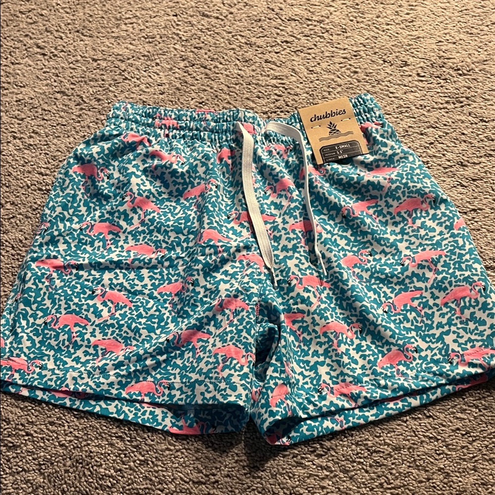 Chubbies Men Aqua and Pink Flamingo 🦩 Shorts